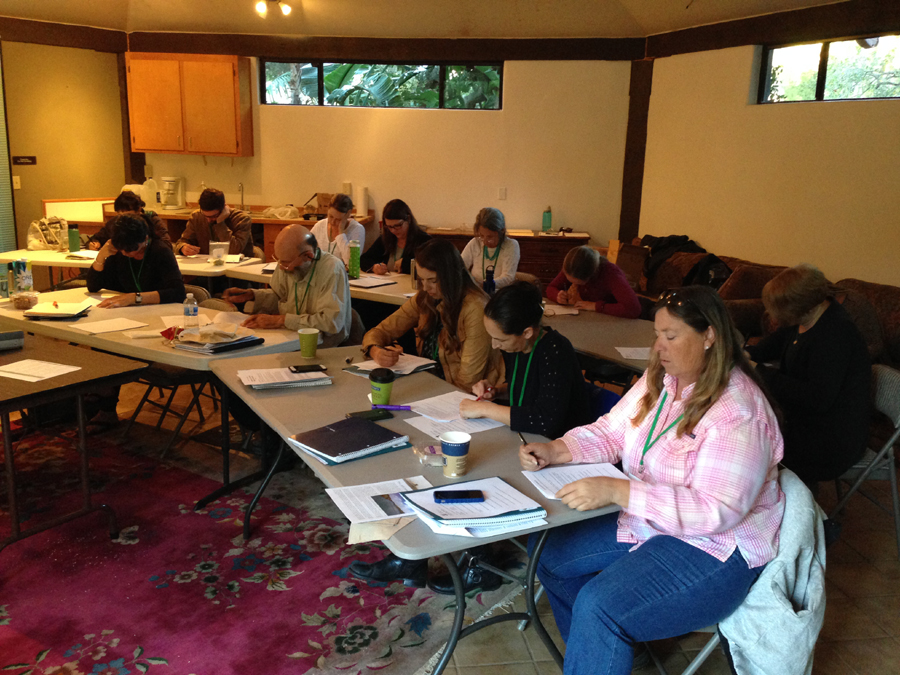 Workshop attendees taking final exam